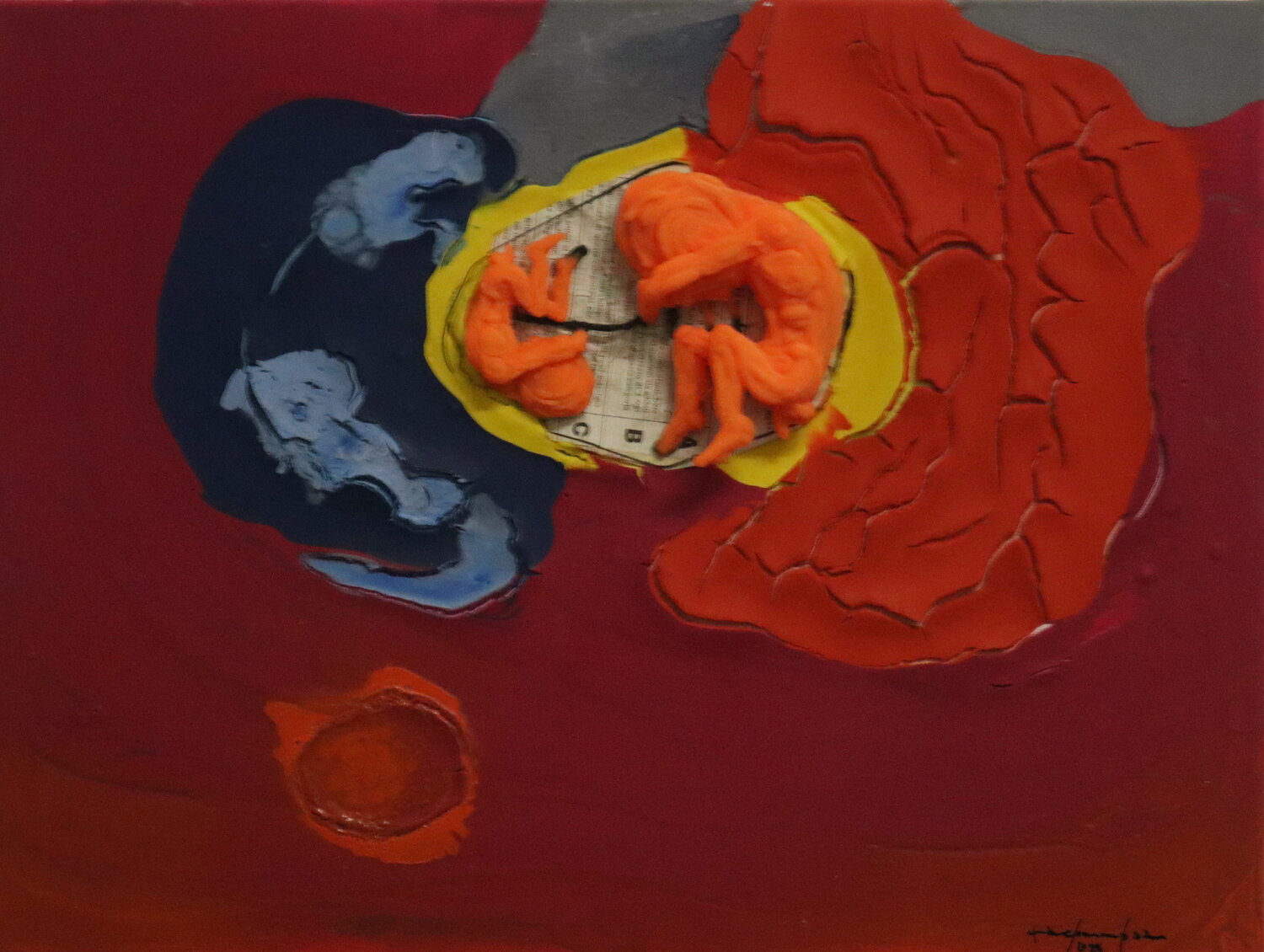 "Elecktra & Atomo Reminiscencia Intrauterina del 2023" - Intrauterine Reminiscence of 2023 Pacorrosa Cuevas Original painting for sale
