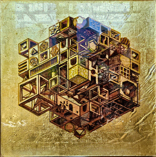 Babel Gold by Stefania Pinsone, Painting for Sale on Select