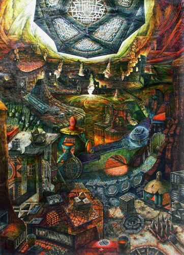 The last judgement, central panel (from Hieronymus Bosch) by Stefania Pinsone, Painting for Sale on Select