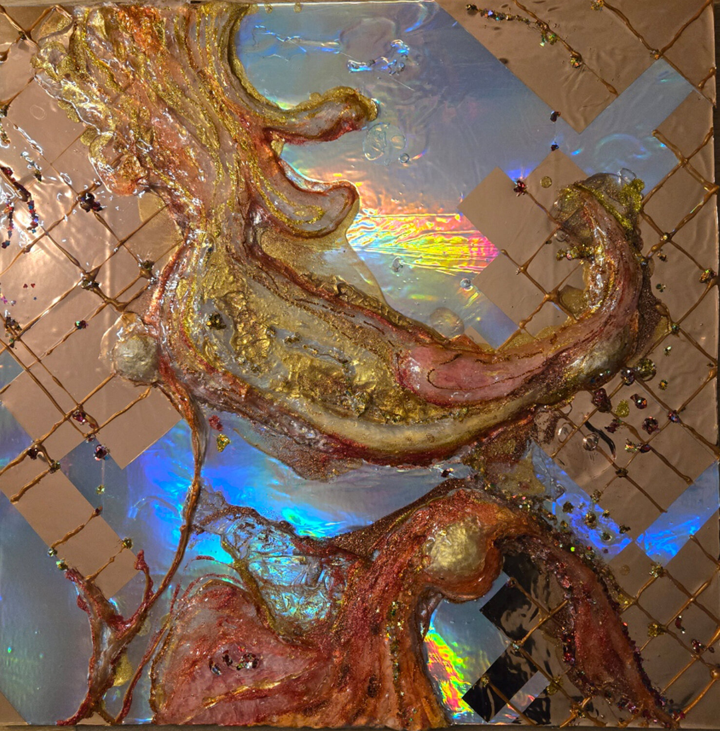 Holographic red Stefania Pinsone Original painting for sale