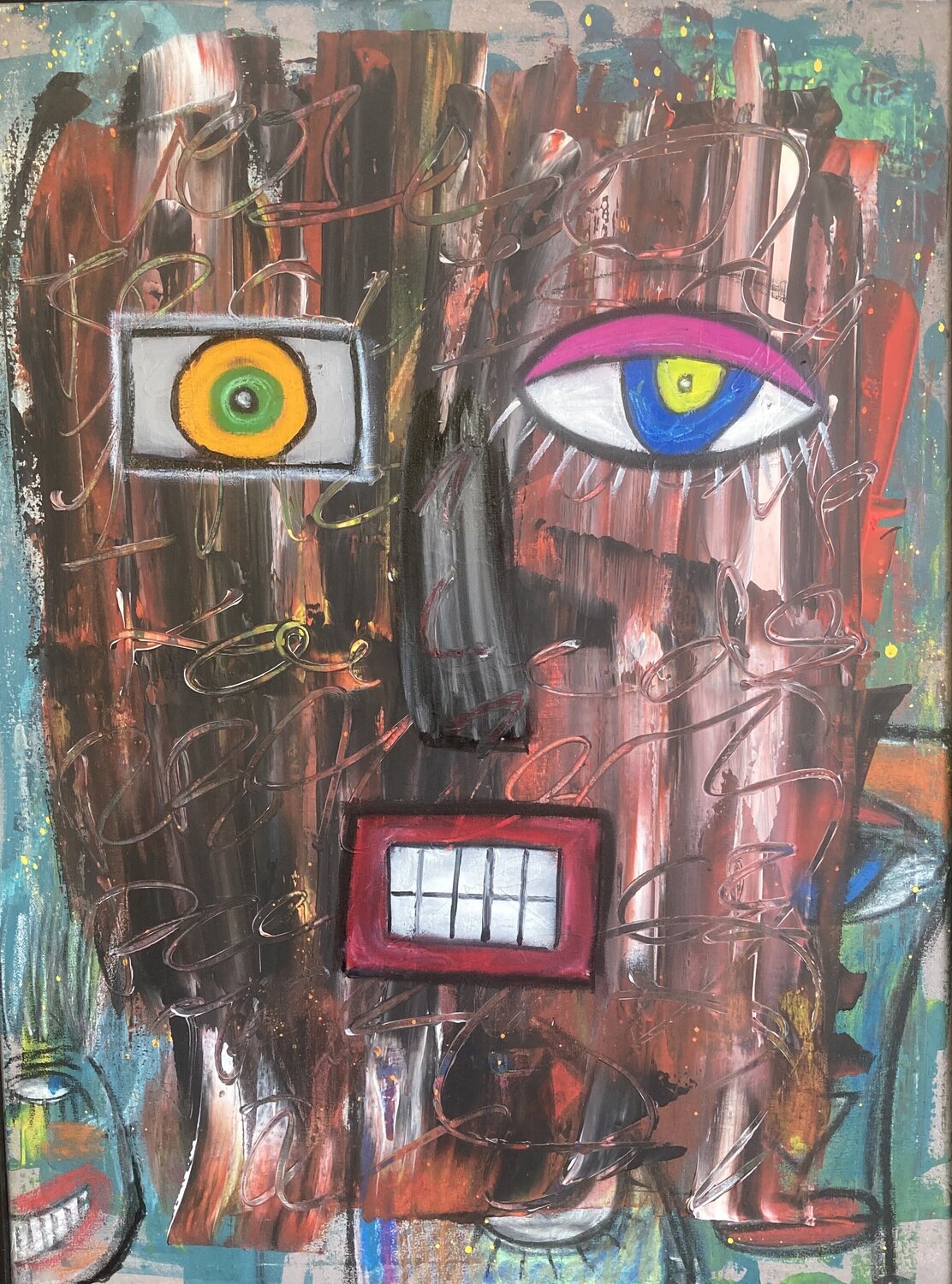 Masque rouge Eric Doisy Original painting for sale