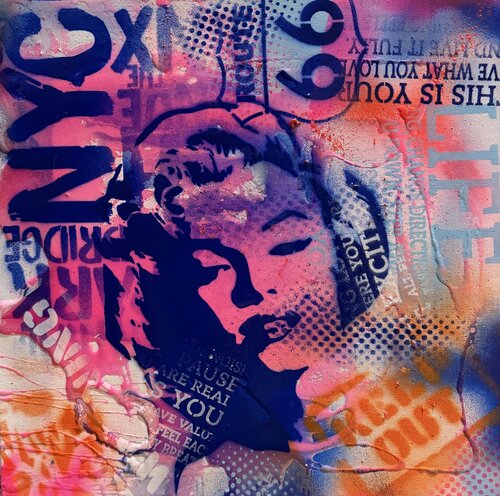 MARILYN MONROE AND ROUTE 66 PINK by Silvana Di Vora, Painting for Sale on Select