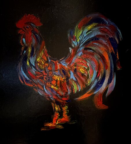 IL GALLO - LUCKY ROOSTER by Silvana Di Vora, Painting for Sale on Select
