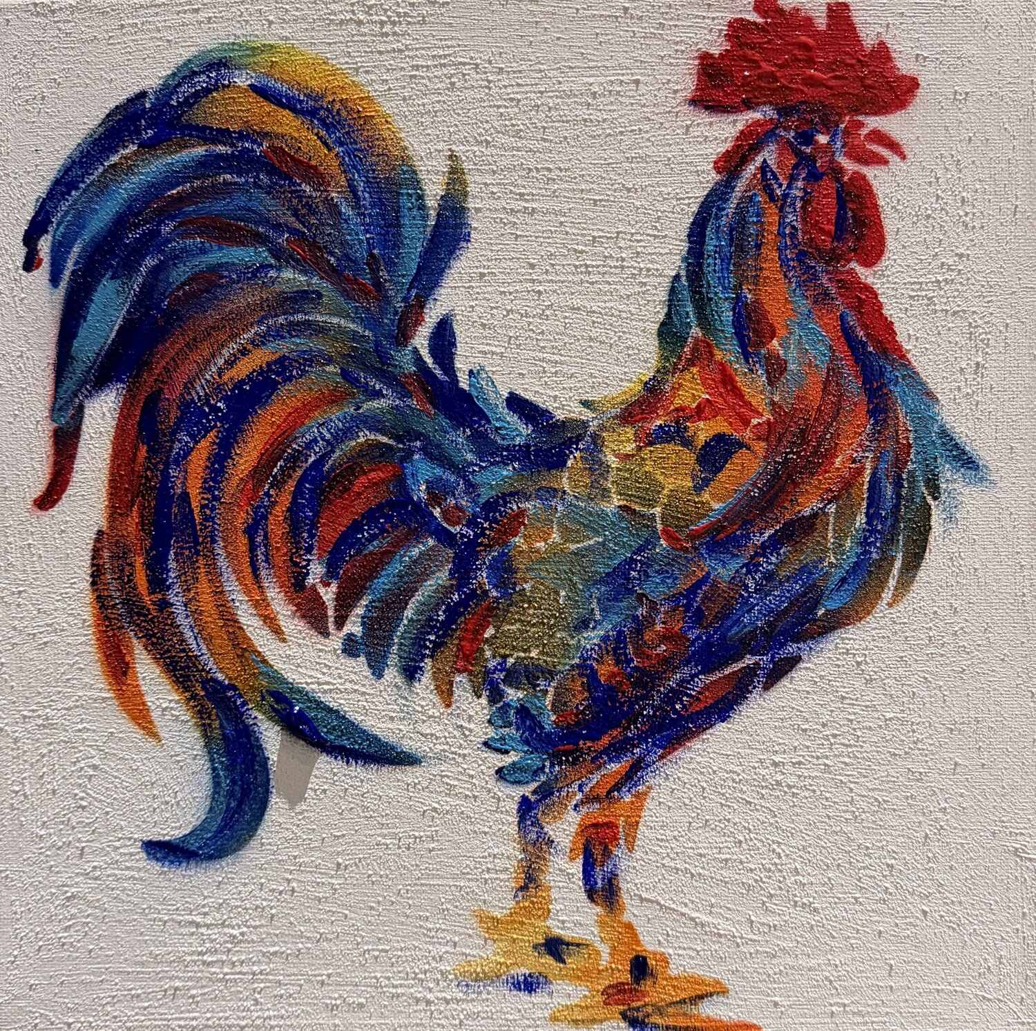 LOVELY ROOSTER - IL GALLO A COLORI Silvana Di Vora Original painting for sale