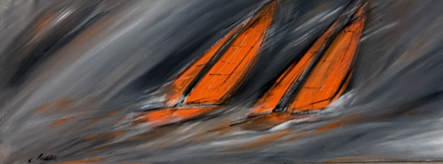 ORANGE SAILING IN THE WIND Silvana Di Vora Original painting for sale