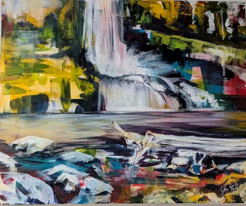 Wo das Wasser spricht - Argentinischer Wasserfall by Edeltraud Steurer, Painting for Sale on Select