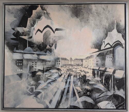 Alte Ansicht neuer Blick "Altes Rathaus" Wr.Neusadt by Edeltraud Steurer, Painting for Sale on Select