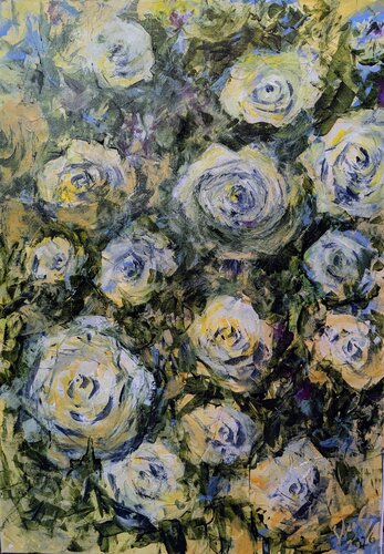 Rosen im Garten by Edeltraud Steurer, Painting for Sale on Select