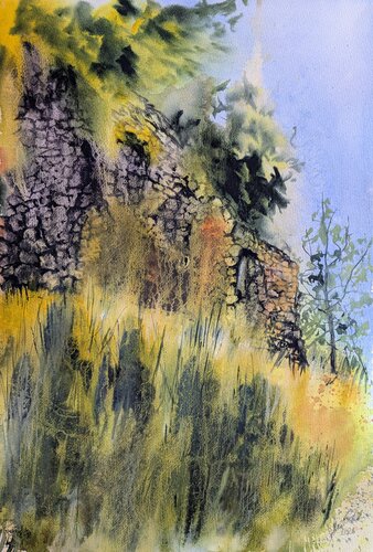 Ruine Neuhaus am Klausenbach - Ansicht 1 by Edeltraud Steurer, Painting for Sale on Select