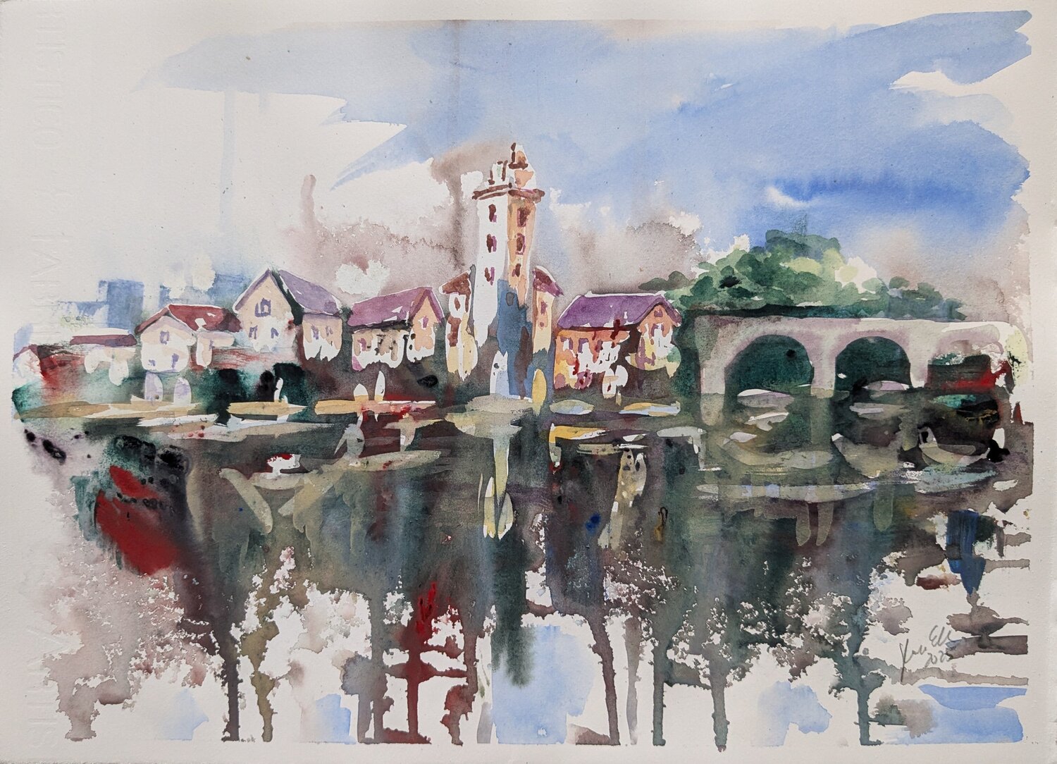 Brücke zur alten Stadt Edeltraud Steurer Original painting for sale