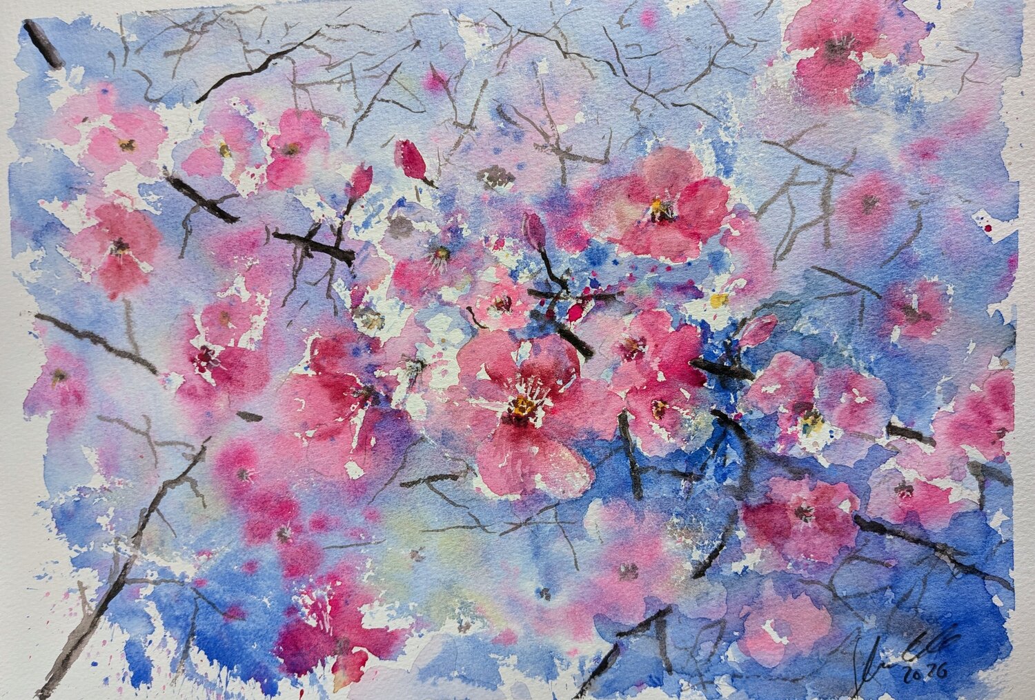 Kirschblüte Edeltraud Steurer Original painting for sale