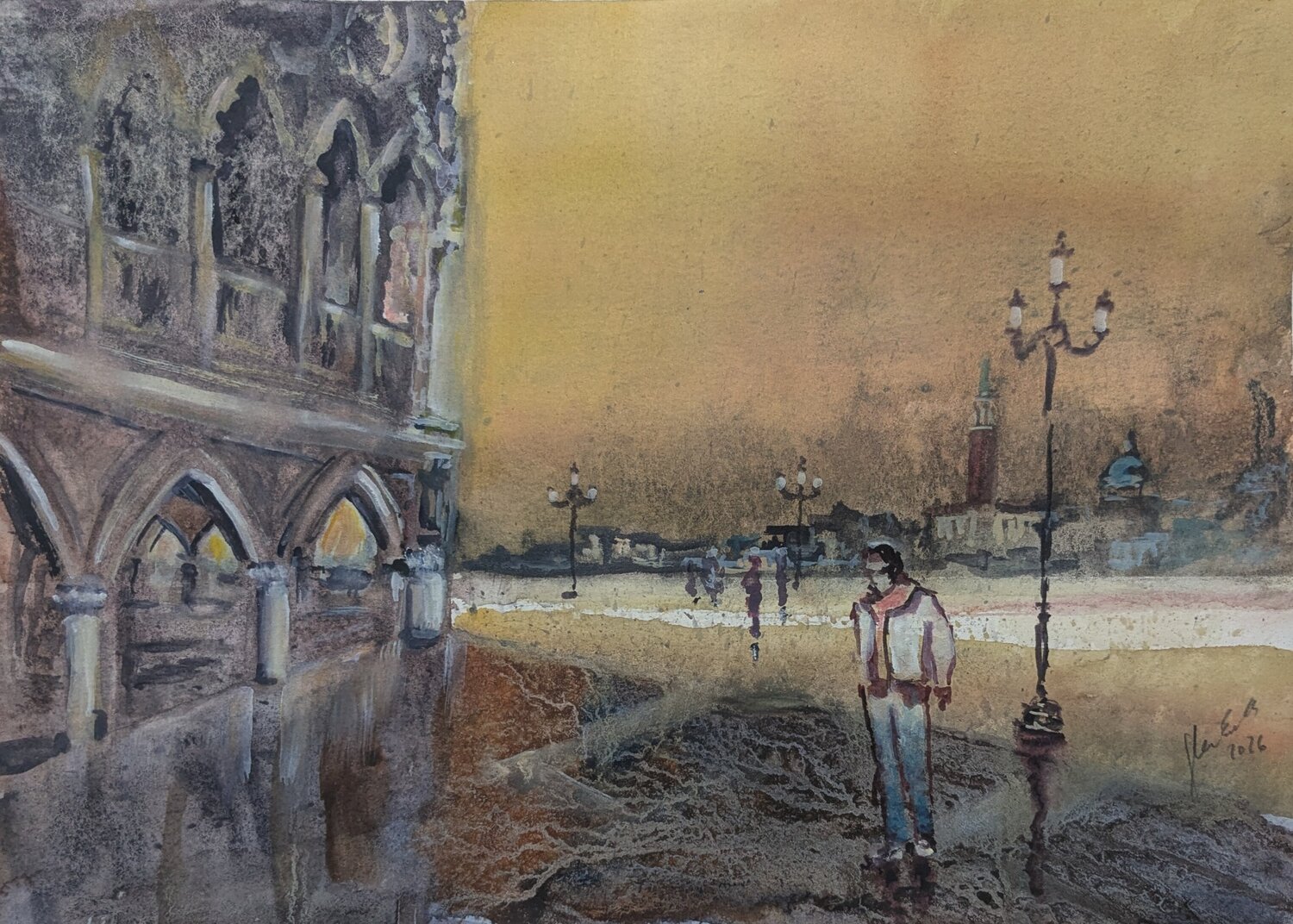 Goldene Stille in Venedig Edeltraud Steurer Original painting for sale