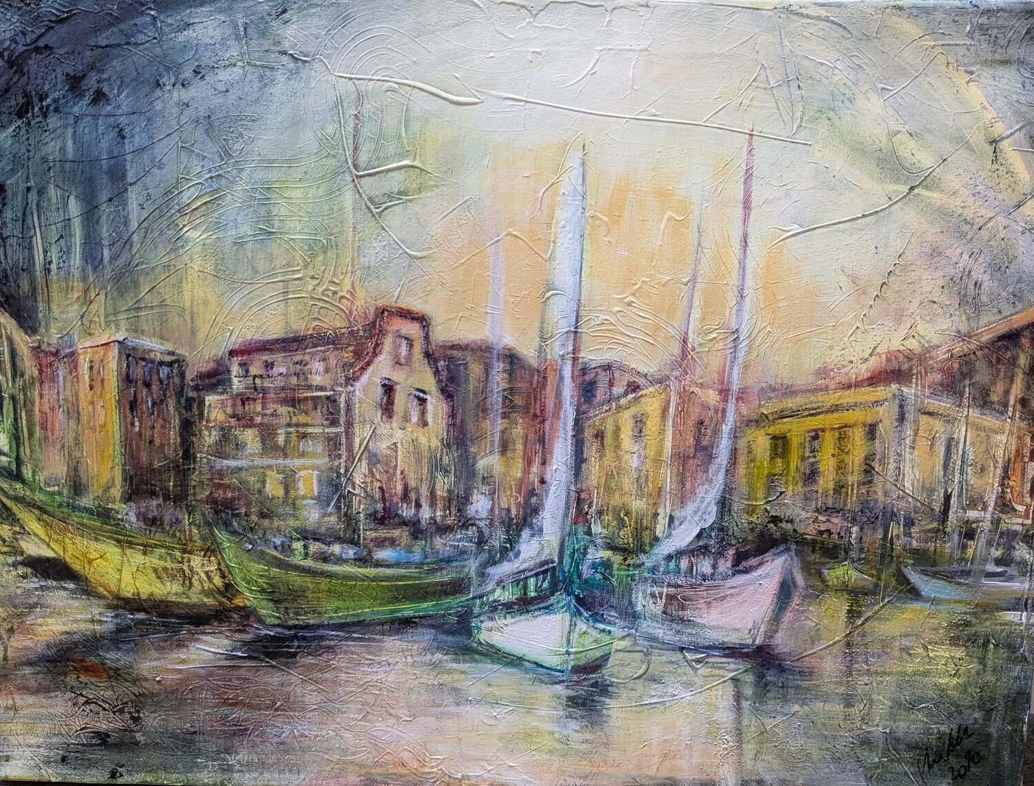 Schiffe im Hafen Edeltraud Steurer Original painting for sale