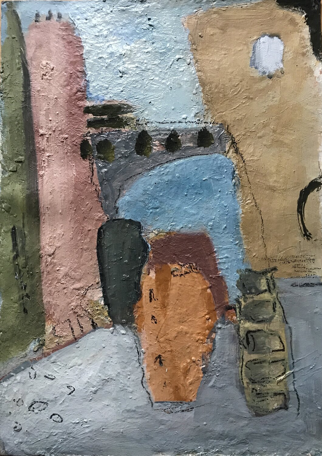 Boat storage under the bridge Elisabetta Sonda Original painting for sale