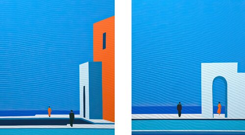 Beyond the Threshold Diptych by Veronika Obushikhina Danilova, Painting for Sale on Select