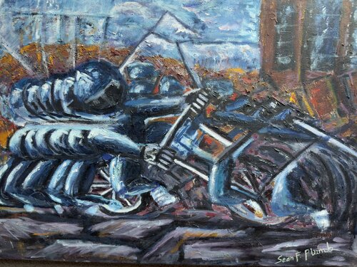 Cubistic Motorcylist by Sean Plumb, Painting for Sale on Select