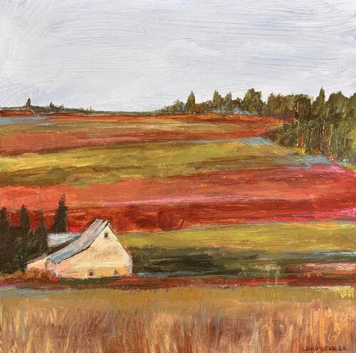 Quiet Red Fields by Barbara Landbeck, Painting for Sale on Select
