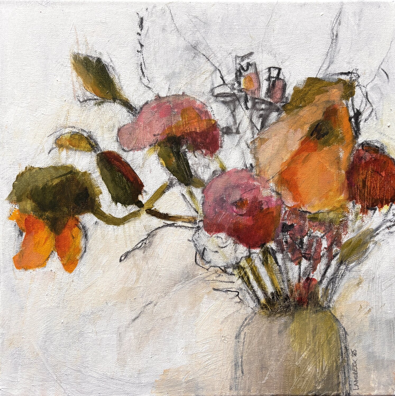 Blumenstrauß, quadratisch Barbara Landbeck Original painting for sale
