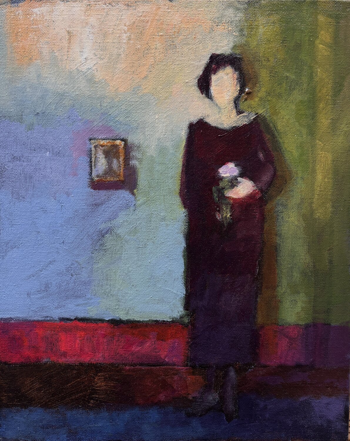 Frau mit Bild Barbara Landbeck Original painting for sale