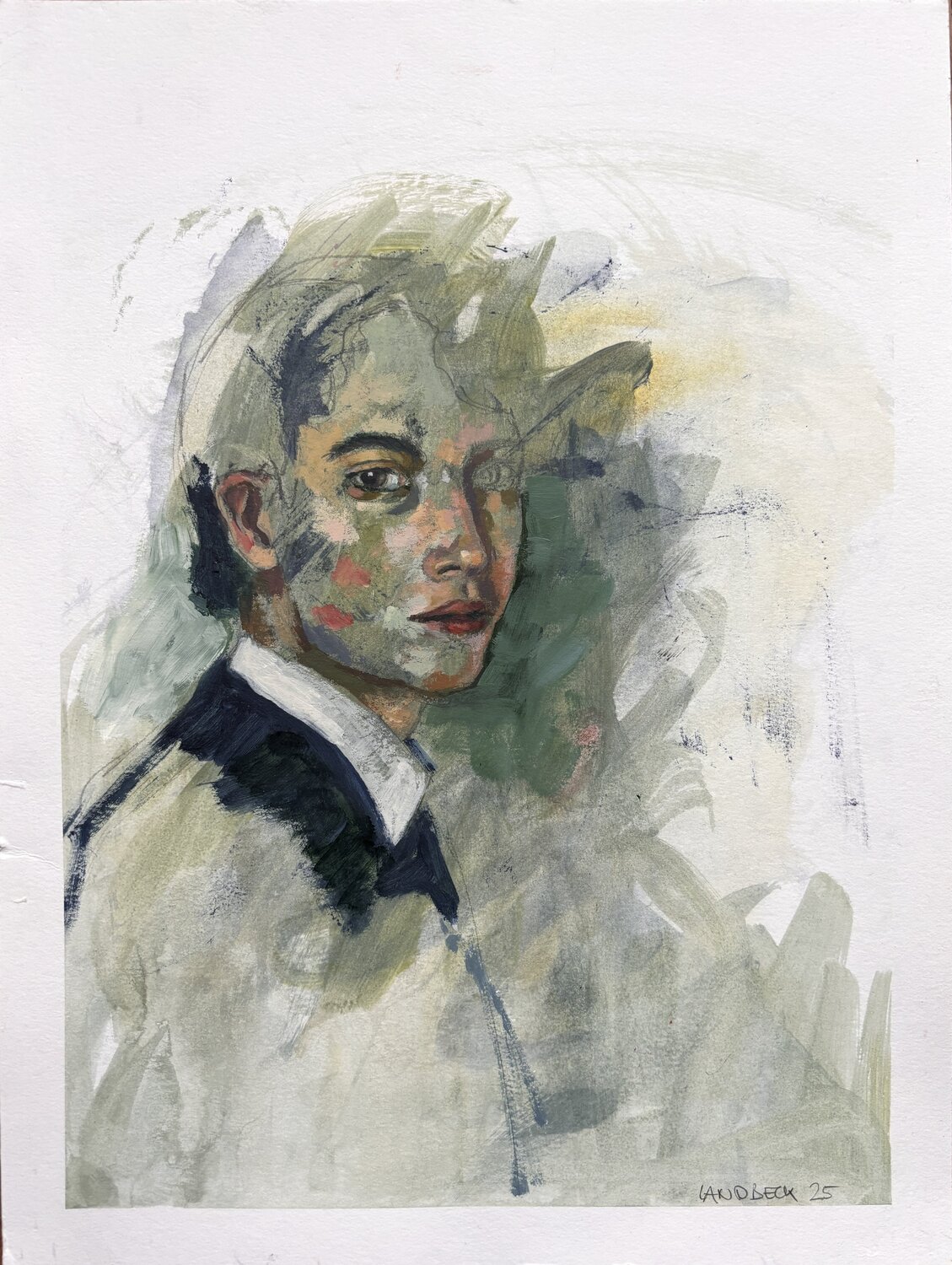 Study in Quiet Green I Barbara Landbeck Original painting for sale