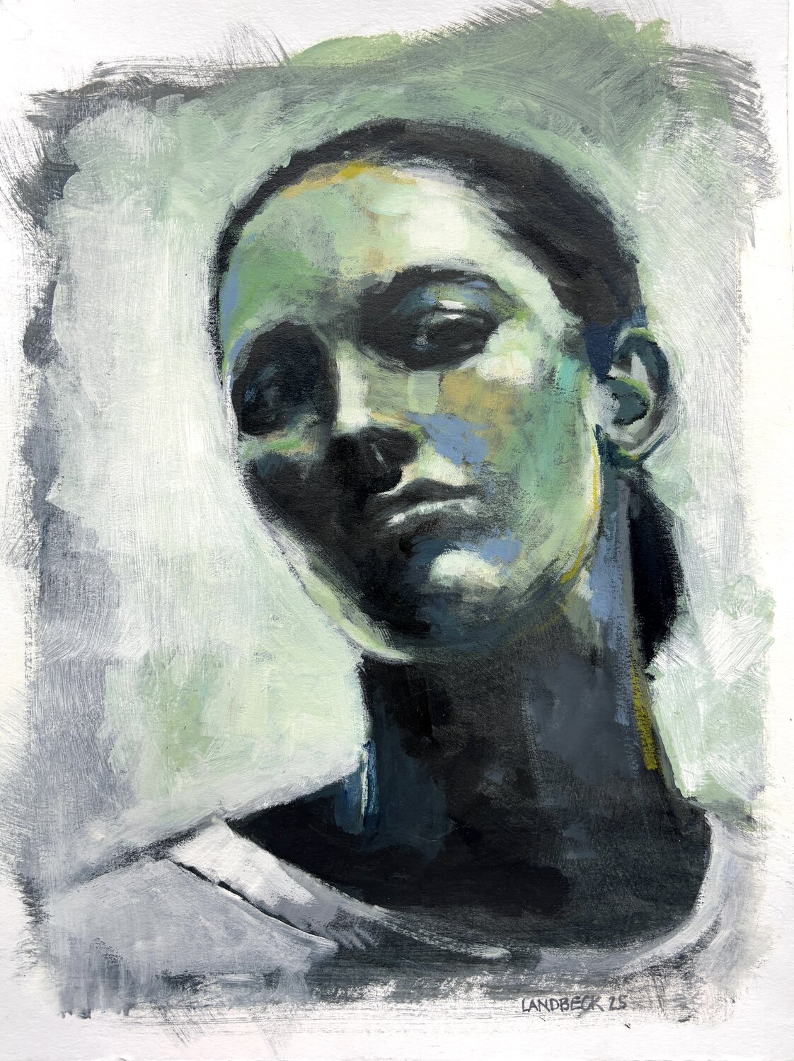 Study in Quiet Green II Barbara Landbeck Original painting for sale