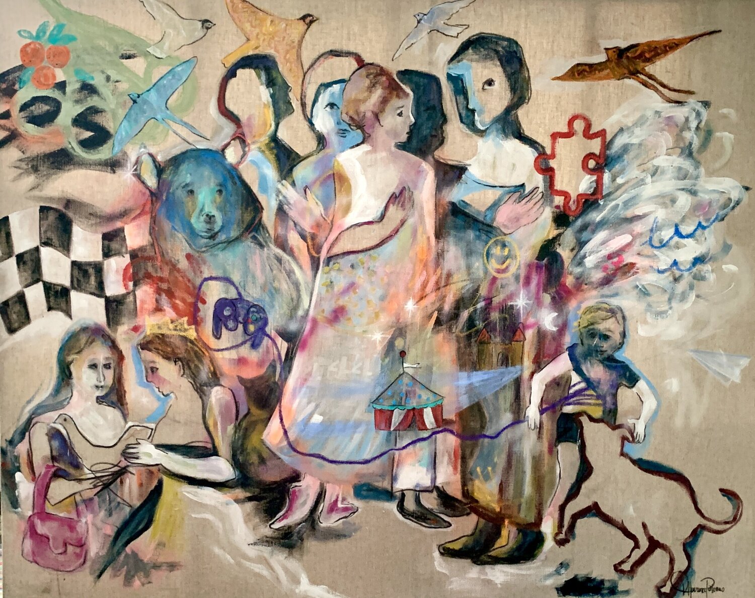 "FAMILIARMENTE" Diana Herrera Original painting for sale