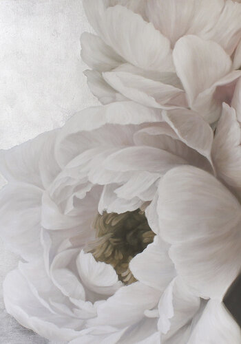 " Soft Peonies "  White silver flowers oil art by Yana Sagan, Painting for Sale on Select