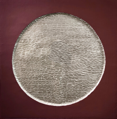 " Burgundy Mars " Burgundy silver abstract high textured acrylic art by Yana Sagan, Painting for Sale on Select