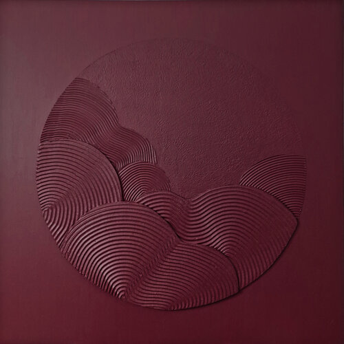 " Burgundy Waves " Abstract burgundy high textured acrylic art by Yana Sagan, Painting for Sale on Select