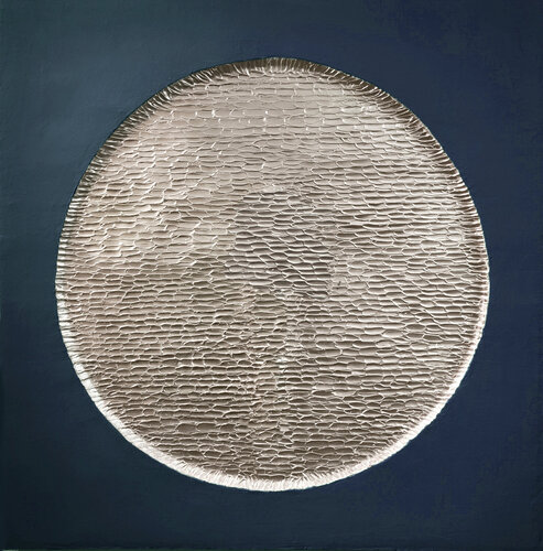 " Blue Mars " Blue silver abstract high textured acrylic art by Yana Sagan, Painting for Sale on Select