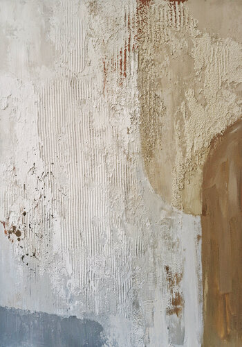 " Fjord 3 " Abstract blue brown cream high textured acrylic art by Yana Sagan, Painting for Sale on Select