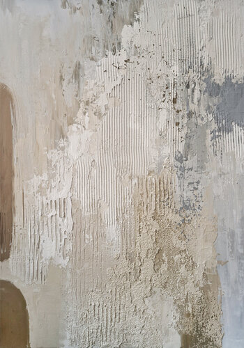 " Fjord 4 " Blue brown cream high textured acrylic abstract art by Yana Sagan, Painting for Sale on Select