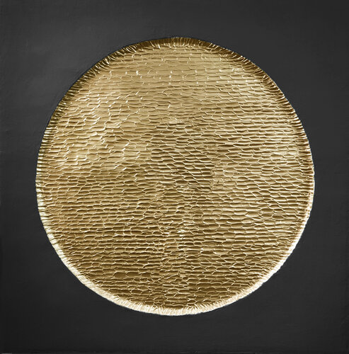 " Golden Black Mars " Black gold abstract high textured acrylic art by Yana Sagan, Painting for Sale on Select