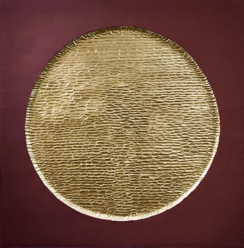 " Golden Burgundy Mars " Burgundy gold abstract high textured acrylic art by Yana Sagan, Painting for Sale on Select