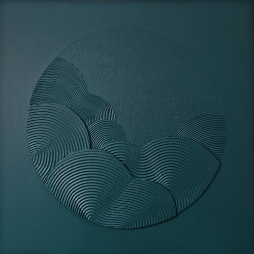 " Teal Waves " Abstract teal high textured acrylic art by Yana Sagan, Painting for Sale on Select