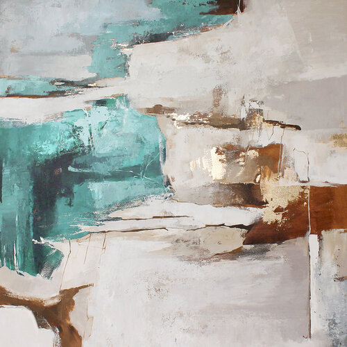 " Teal Sobriety 3 " Teal brown abstract acrylic art by Yana Sagan, Painting for Sale on Select