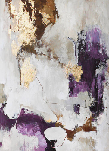"Pink Flux" Purple gold white abstract acrylic art by Yana Sagan, Painting for Sale on Select