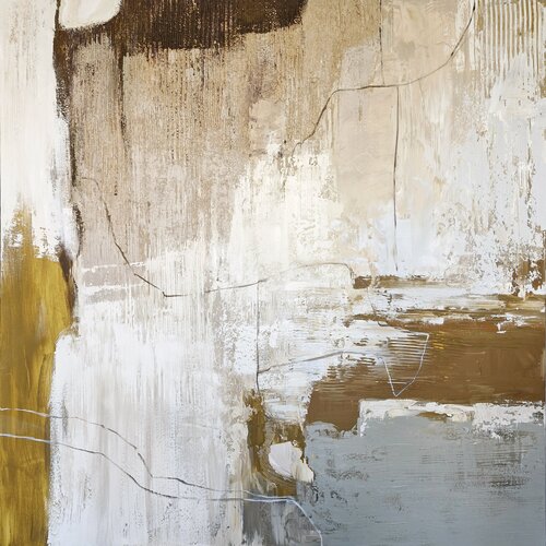 "Siera" Brown gray beige abstract acrylic art by Yana Sagan, Painting for Sale on Select