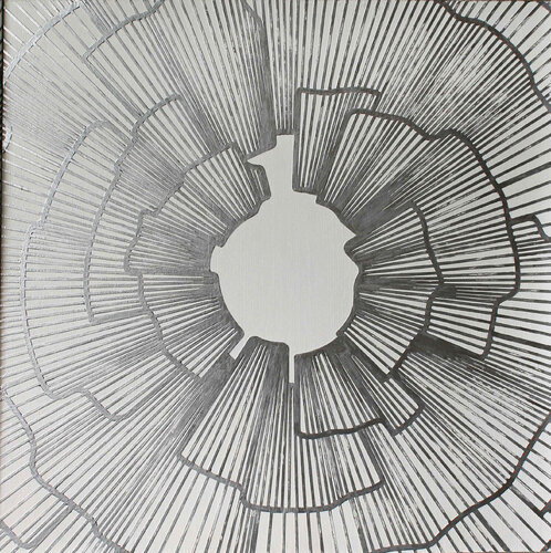 "Spark" High textured silver acrylic art by Yana Sagan, Painting for Sale on Select