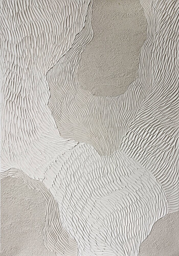 "Fluency 7" Beige abstract acrylic high textured art von Yana Sagan, Malerei kaufen auf Select