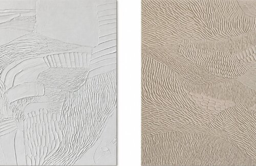 "Fluency Set" Abstract white beige acrylic high textured set of 2 von Yana Sagan, Malerei kaufen auf Select