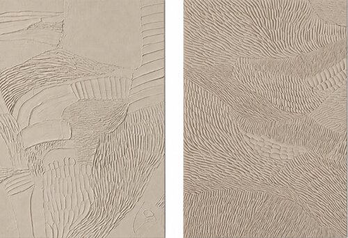 "Beige Fluency Set" Abstract beige acrylic high textured set of 2 von Yana Sagan, Malerei kaufen auf Select