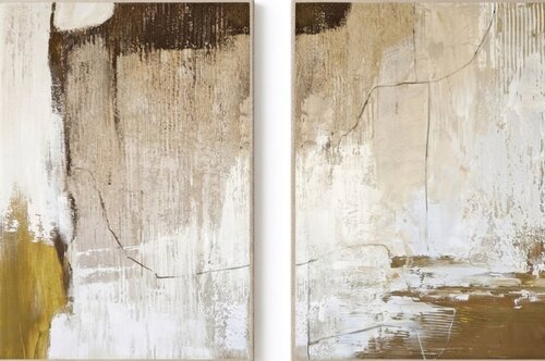 "Siera Set" Neutral beige acrylic abstract set of 2 von Yana Sagan, Malerei kaufen auf Select