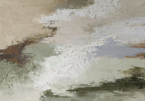"Beige Borgo" Abstract acrylic sage green beige high textured art by Yana Sagan, Painting for Sale on Select