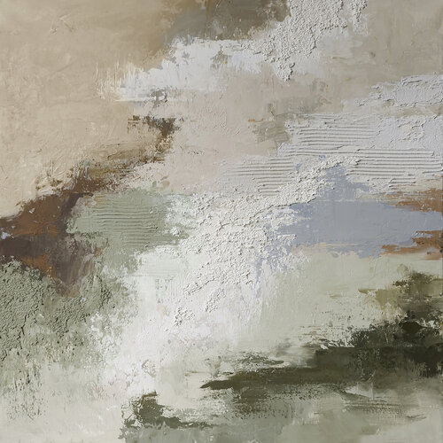 "Beige Vella" Abstract sage green beige acrylic high textured art by Yana Sagan, Painting for Sale on Select