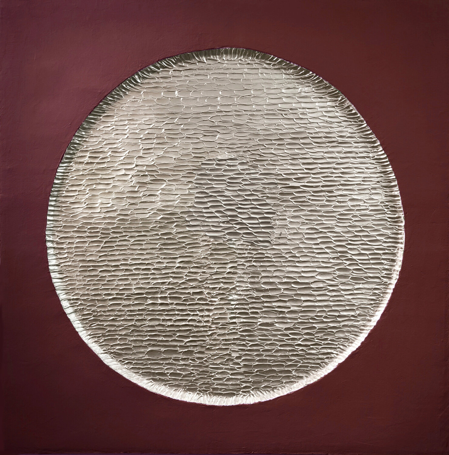 " Burgundy Mars " Burgundy silver abstract high textured acrylic art Yana Sagan Original painting for sale