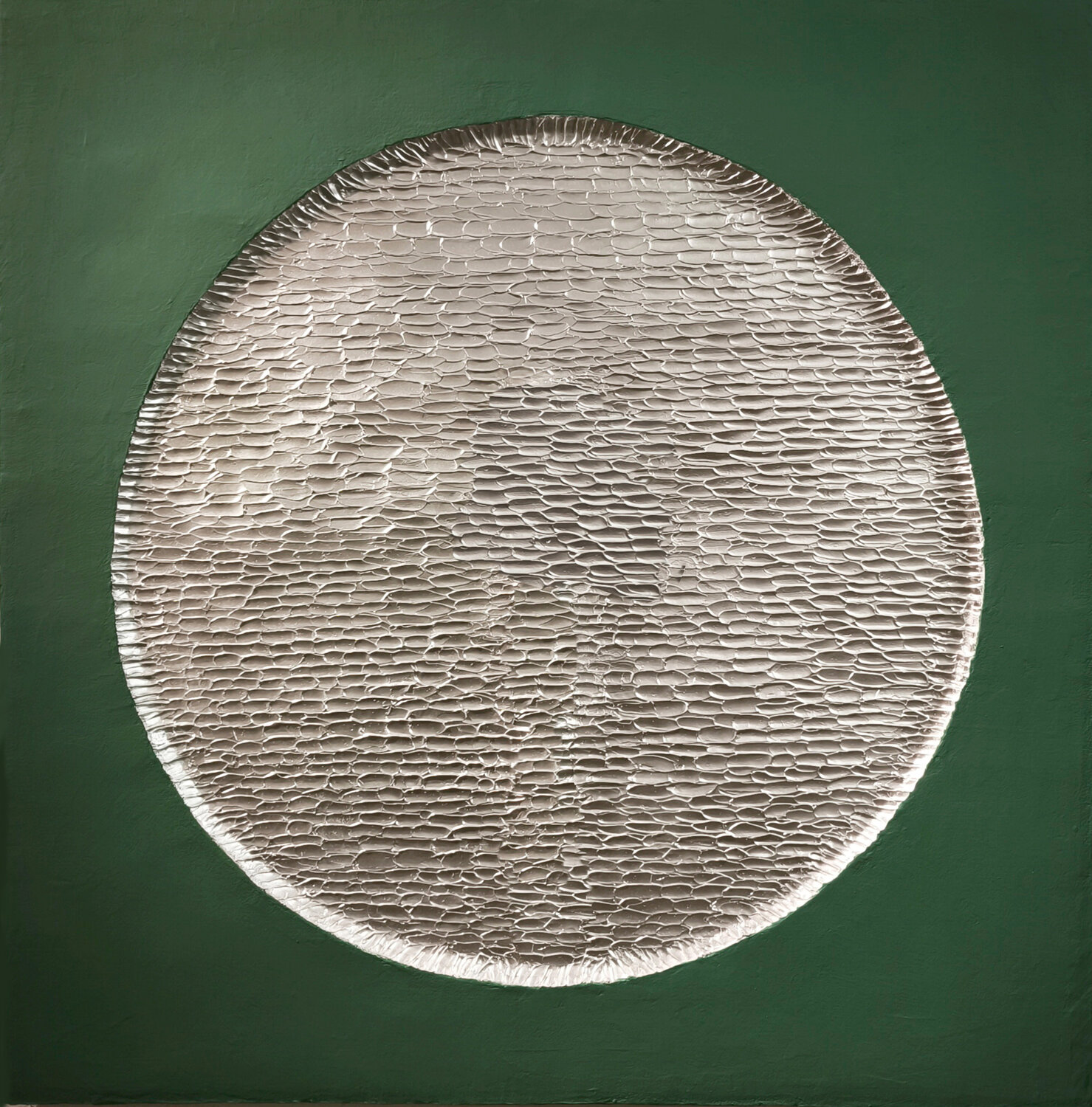 " Green Mars " Green silver abstract high textured acrylic art Yana Sagan Original painting for sale