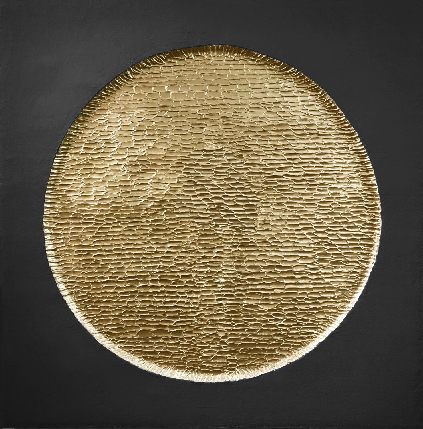 " Golden Black Mars " Black gold abstract high textured acrylic art Yana Sagan Original painting for sale