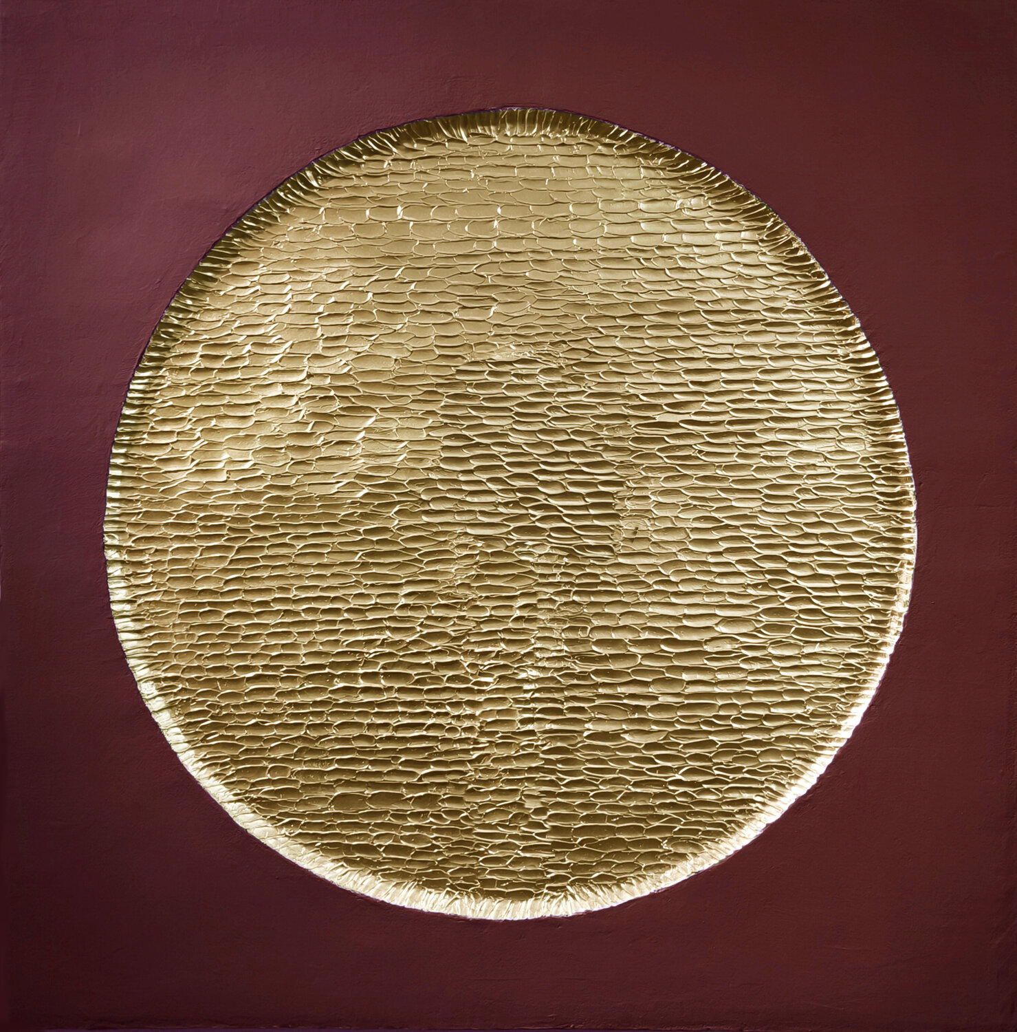 " Golden Burgundy Mars " Burgundy gold abstract high textured acrylic art Yana Sagan Original painting for sale