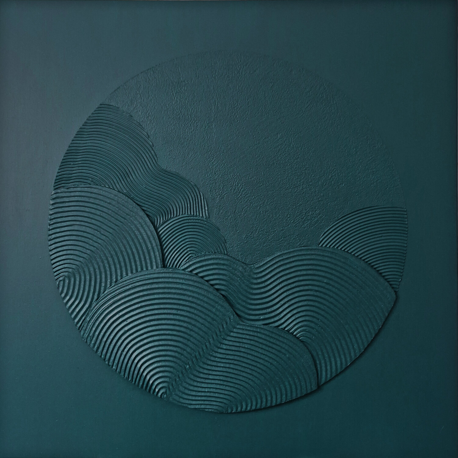 " Teal Waves " Abstract teal high textured acrylic art Yana Sagan Original painting for sale